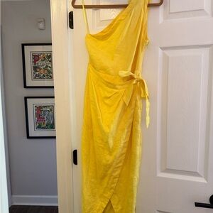Anthropologie Yellow Asymmetrical One-Shoulder Sundress